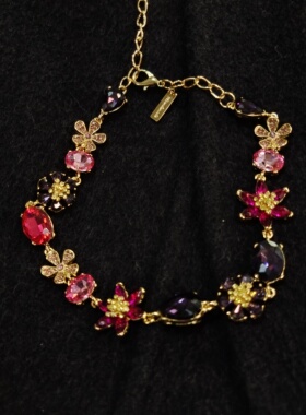 彩色花朵水钻项链ST413