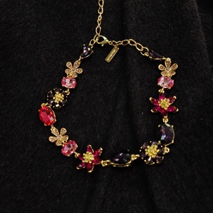 彩色花朵水钻项链ST413