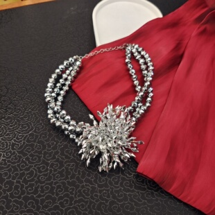 银色烟花绽放颈链 WW132