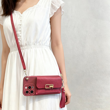 OPPO适用A6手机壳Reno14 13 K12K11K10K9 8 7 6零钱包A5Pro背带挂绳Find X9X8X7X6X5X3斜挎A1A2A3A58A57红A72