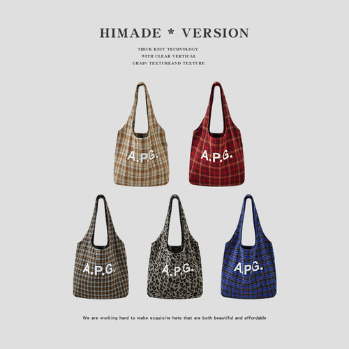 Himade韩系ins慵懒风格子帆布包