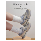 Himade夏季 纯色中筒袜子薄棉 网眼透气堆堆长袜男女日系搭配运动鞋