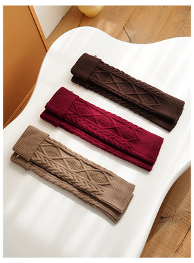 Himade秋冬季加厚保暖堆堆袜子女麻花菱形格安可拉红色叠穿小腿袜