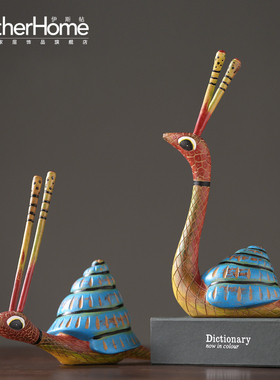 美式风树脂蜗牛书房样板间装饰品