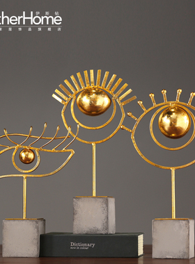 美式风复古做旧铁艺树脂会所摆件