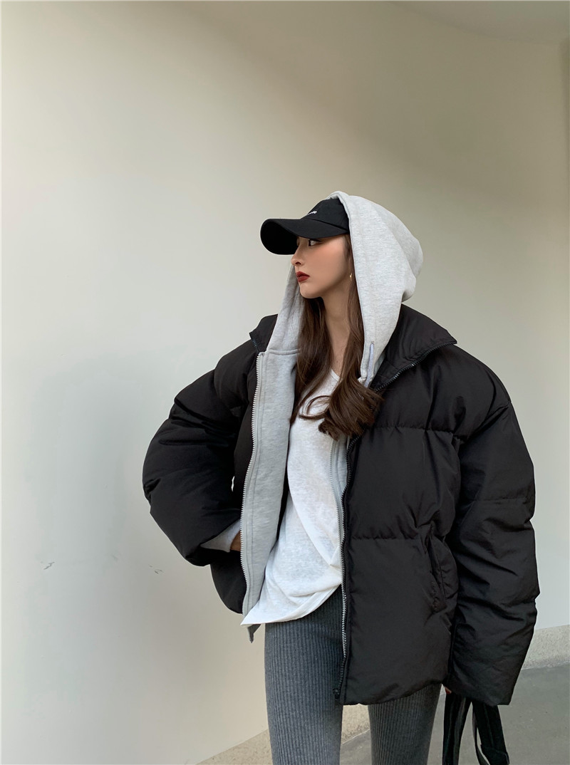 Real price autumn and winter temperament loose fake two long hooded cotton jacket