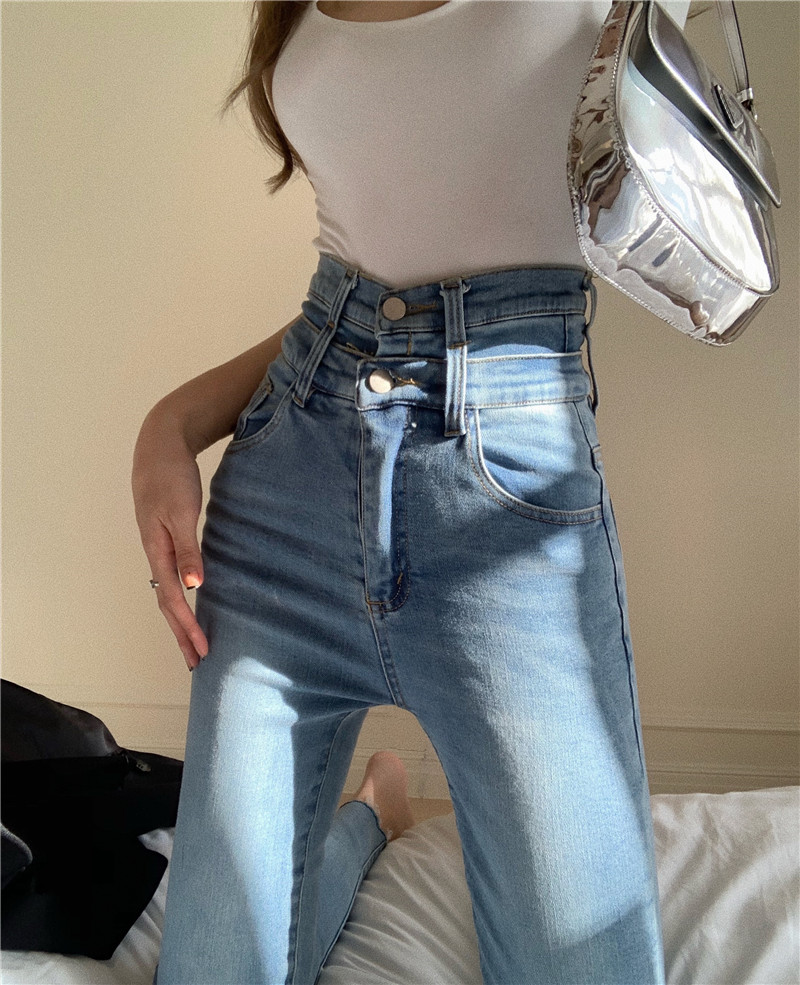 High waist light leg jeans