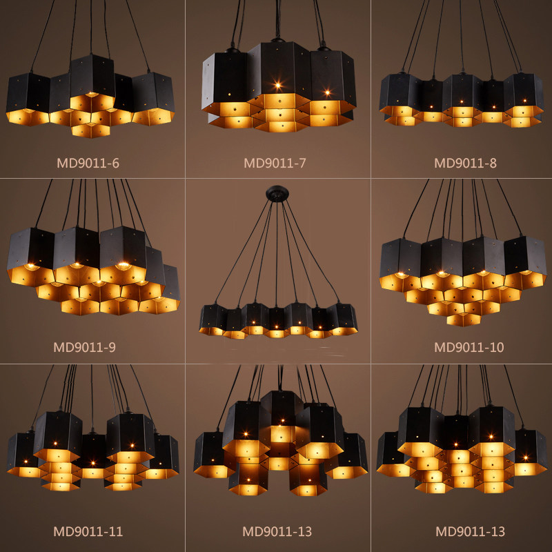 北欧loft复古工业风个性餐厅咖啡厅创意休闲茶楼吧台蜂巢铁艺吊灯