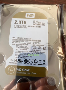 全新WD/西部数据WD2005FBYZ 金盘2TB SATA6Gb/s 7200转128M企业级