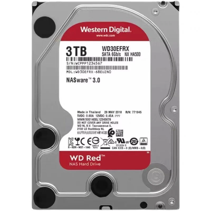 WD 西部数据 WD30EFRX 3TB硬盘3T红盘64M NAS机械硬盘台式机