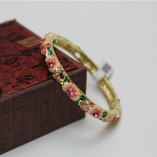 老北京时尚景泰蓝手镯女镂空镀时尚金手镯双面水晶钻母亲节礼物