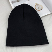 纯色休闲晨练运动保暖针织毛线帽男女百搭秋冬薄款 套头冷帽瓜皮帽