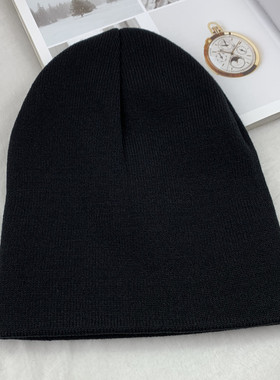 纯色休闲晨练运动保暖针织毛线帽男女百搭秋冬薄款套头冷帽瓜皮帽