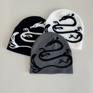 秋冬保暖双层美式针织潮流嘻哈情侣滑板冷帽网红百搭套头毛线帽