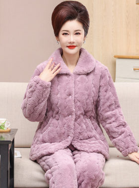 加大码中老年女士加厚夹棉家居服