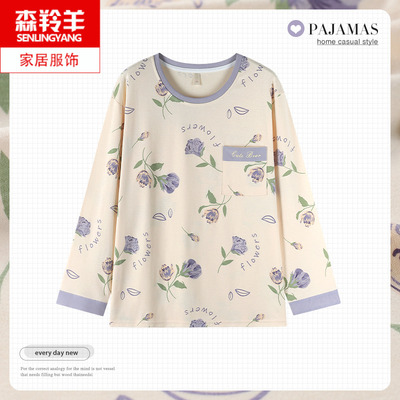 单件上衣女士长袖全棉短袖睡衣薄