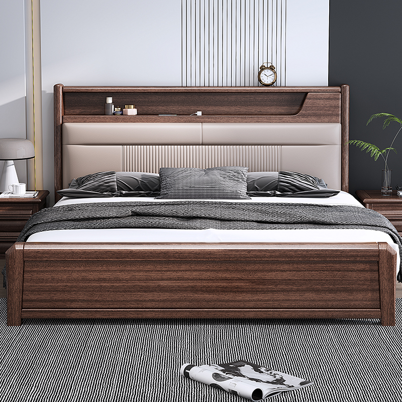 天坛家具胡桃木实木床现