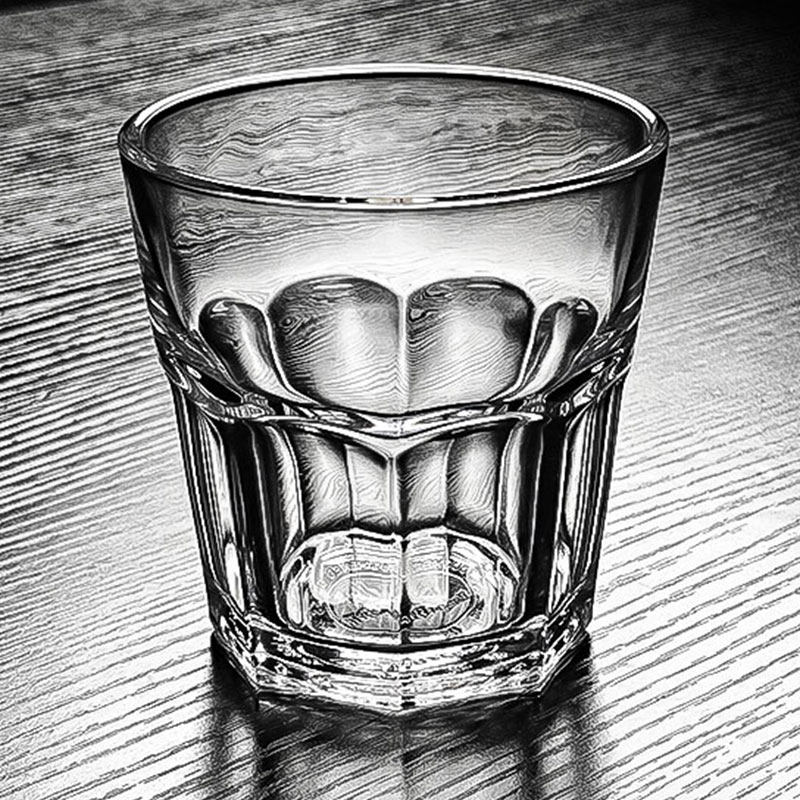 hongli钢化玻璃杯八角二两白酒啤酒 杯子酒杯水杯茶杯100ml加厚杯