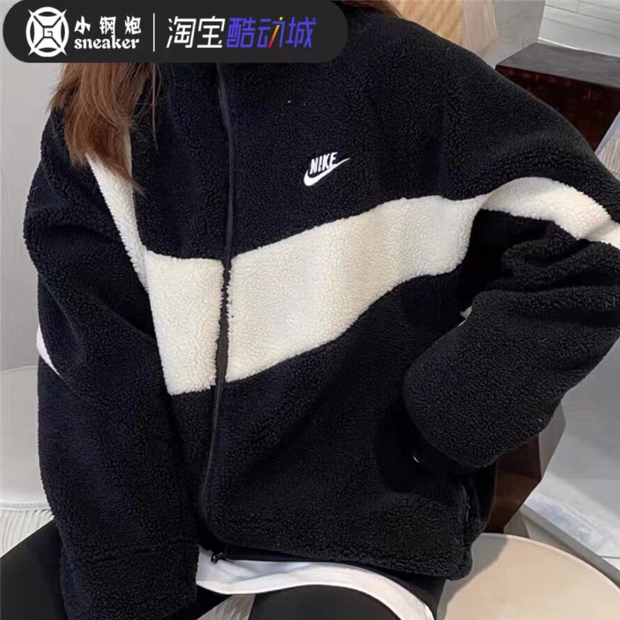 Nike 耐克日本限定大勾logo羊羔绒 运动双面穿夹克外套BQ6546-017,运动服/休闲服装,运动茄克/外套,淘宝优惠券,粉丝福利购,淘宝优惠卷