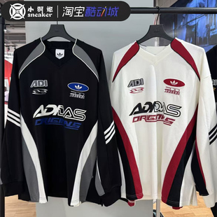 ADIDAS阿迪达斯经典赛车风印花运动宽松休闲风长袖KF5155 KF5156