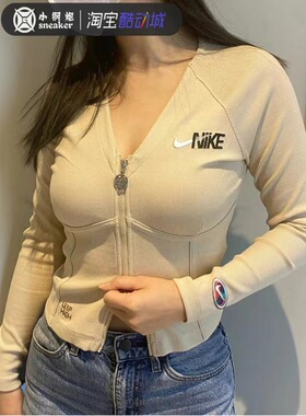 正品Nike/耐克2023年春季女子V领鱼骨拉链开衫外套FD4797-121-126