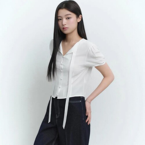 克魅KEIMEI 小众设计感显瘦短袖衬衫2026年夏季新款雪纺衫女衬衣