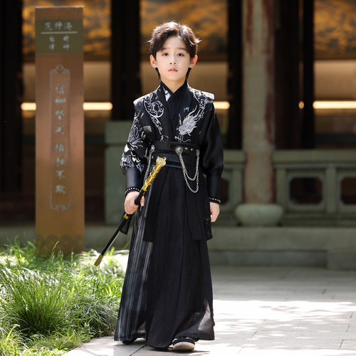 2026夏季新款男童汉服COS儿童武侠风帅气侠客国风古装小男孩唐装