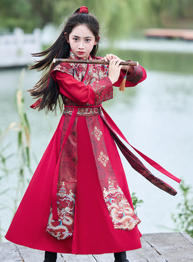 花木兰儿童服装女童汉服中国风女侠古装演出武侠风锦衣卫将军剑客