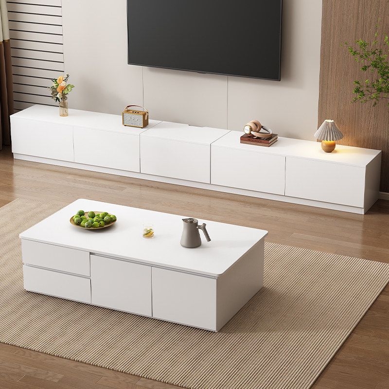 2026落地十大品牌实木板材电视柜小户型收纳储物窄柜推拉隐藏插座