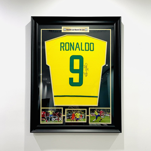 【真球衣】2002世界杯罗纳尔多签名球衣相框大罗足球收藏品装饰