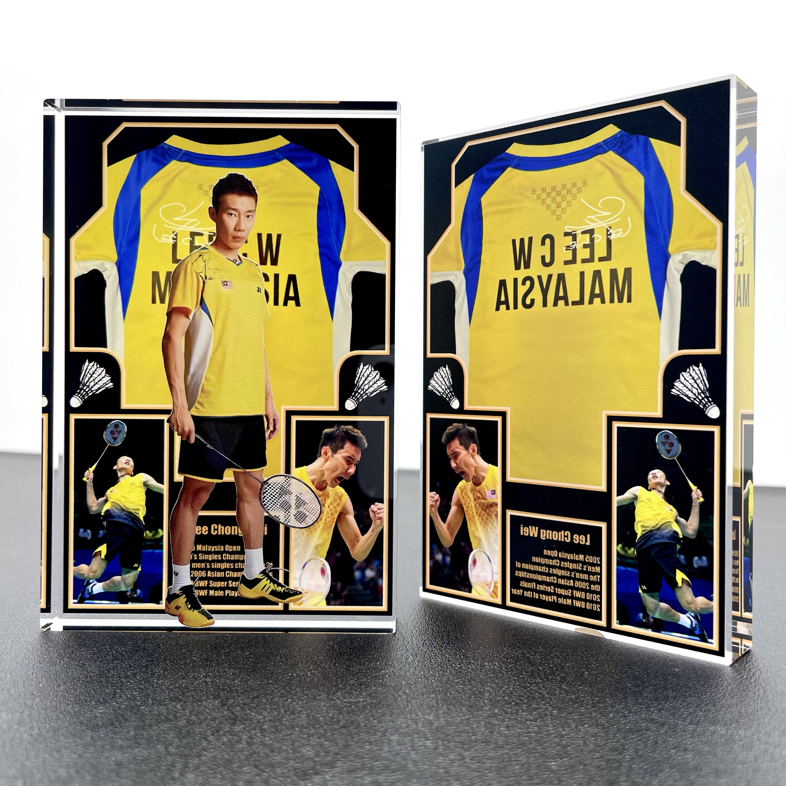 李宗伟林丹装饰水晶砖摆件