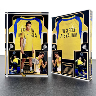 李宗伟林丹装 饰水晶砖摆件挑田贤斗安赛龙羽毛球体育明星创意礼物