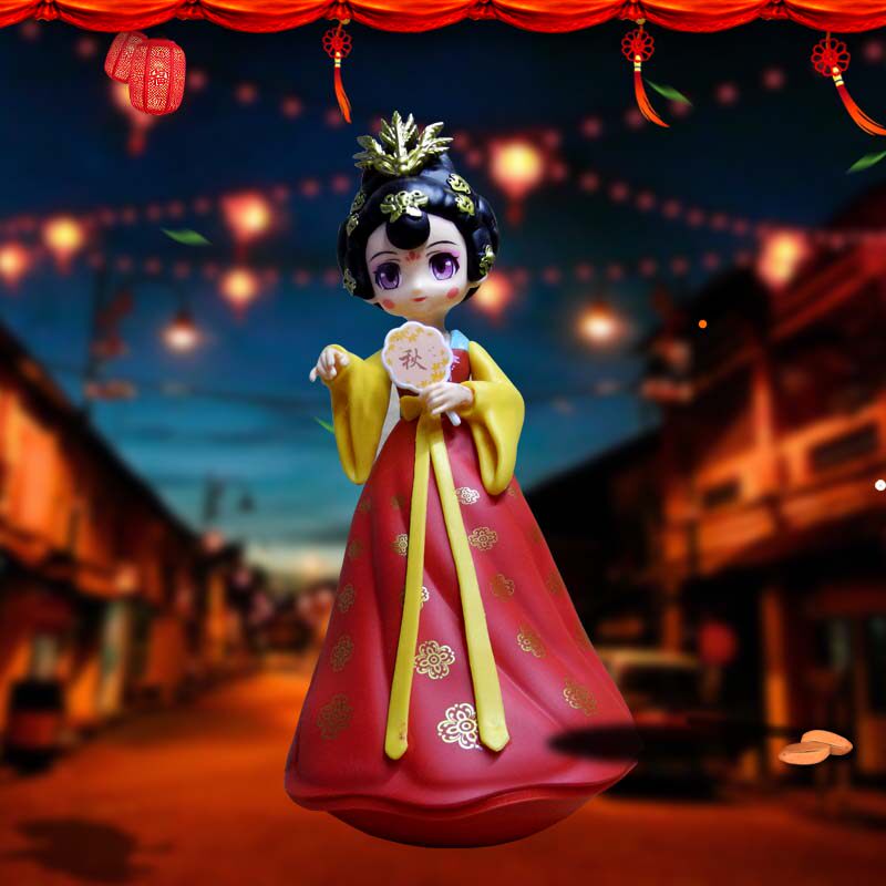 中国风唐朝女孩不倒翁小姐姐摆件学生日礼物品宫延风格手办复古典