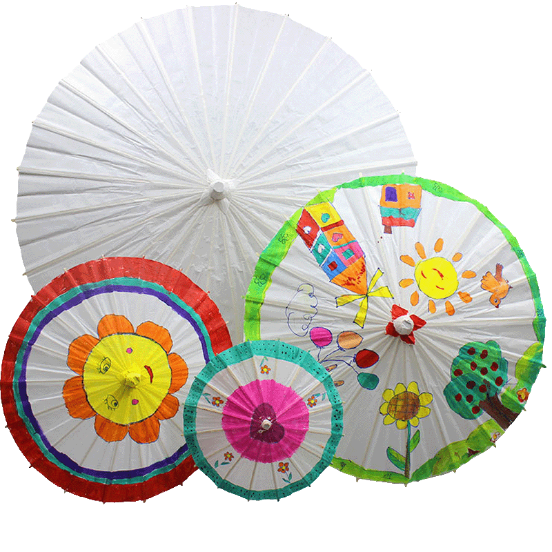 diy空白油纸伞工艺伞白色幼儿园美术绘画伞手绘手工手工制作画伞