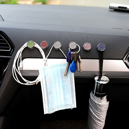 汽车内用挂钩粘贴前排创意实用镶钻可爱车载多功能座椅背小挂钩