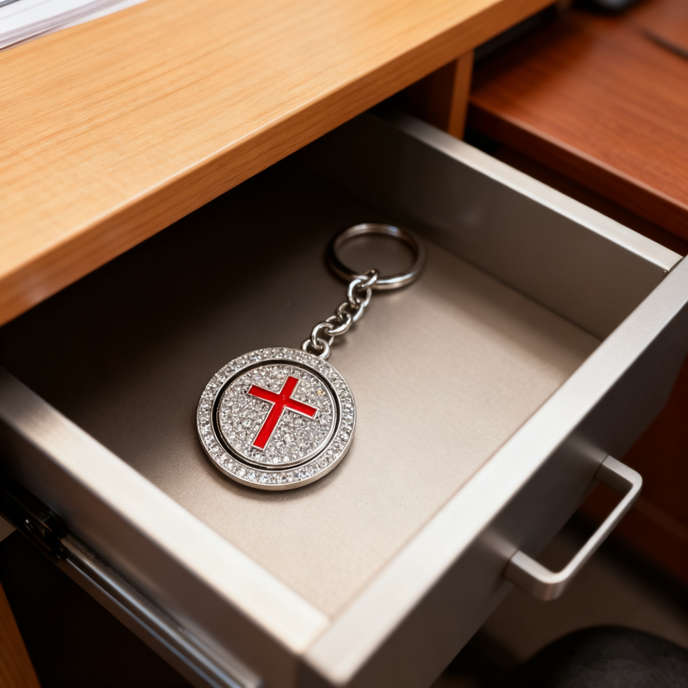 锌合金新款情侣十字架钥匙链金属钥匙扣简约创意挂件汽车背包挂饰