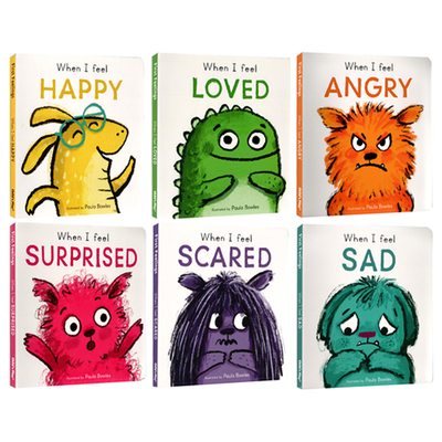英文原版 First Feelings 幼儿情商培养 6册 纸板书合售  When I Feel Scared/Angry/Sad/Happy   自我意识行为感知