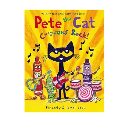 预售 英文原版 Pete the Cat Crayons Rock! 皮特猫蜡笔摇滚 精装绘本 儿童启蒙图画故事书