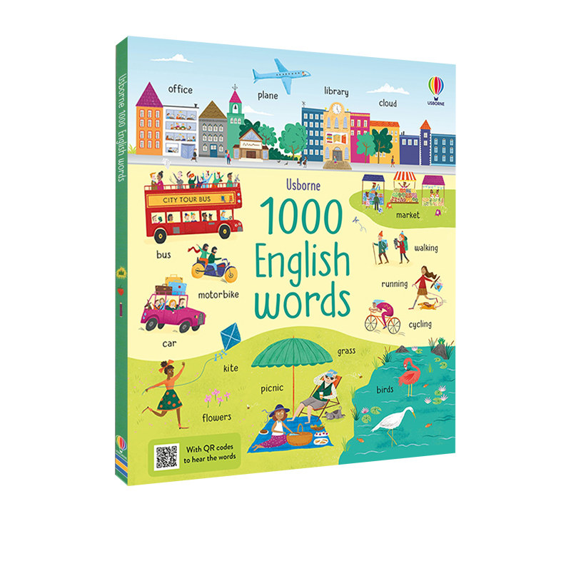 英文原版 Usborne 1000 English Words 精装 1000汇量积累 儿童阅读写作技能提升书 插图字典词典 3岁+ 尤斯伯恩 气球社出品