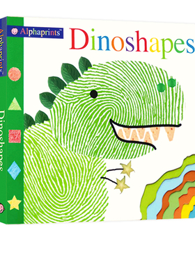 英文原版 儿童低幼启蒙绘本 Alphaprints Dinoshapes手指印触摸大本纸板书英文启蒙 边玩边学 亲子互动学习 Roger Priddy