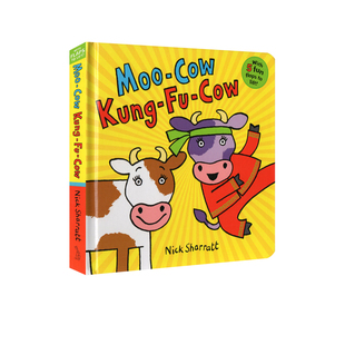 边玩边学 Sharratt Cow Nick 英文单词学习 儿童启蒙认知 纸板翻翻书 Kung Moo 英文原版