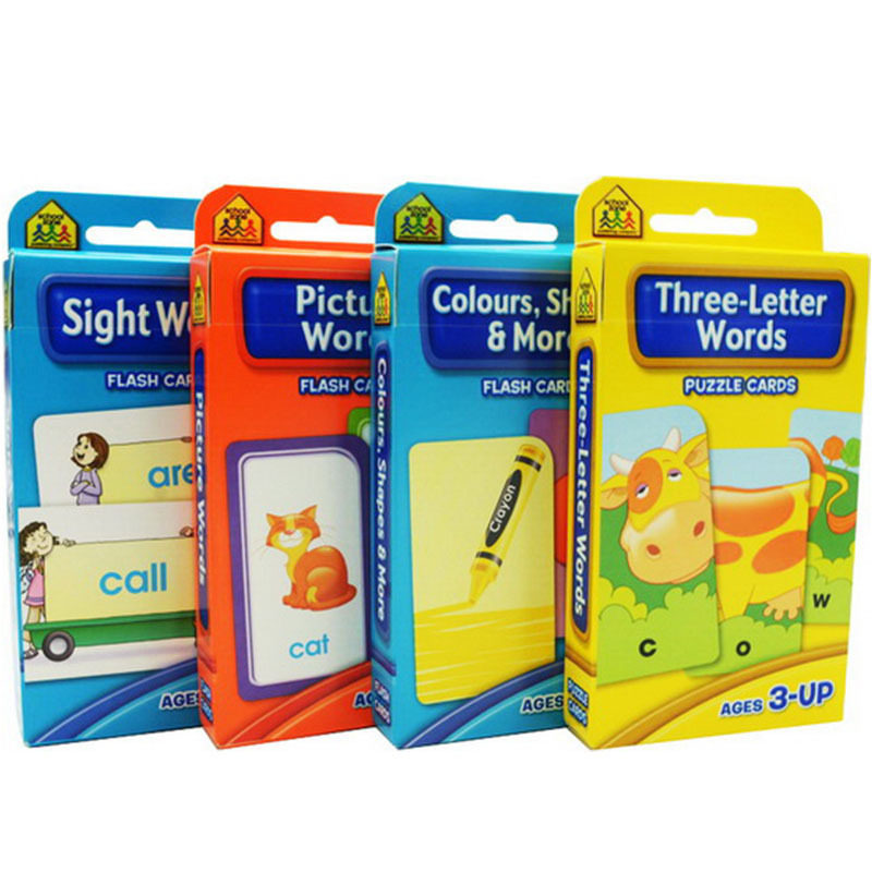 词汇套装4盒 School Zone Flash Cards Words Beginning Sight/pictuer/three-letter Words儿童启蒙早教英文单词词汇卡片字
