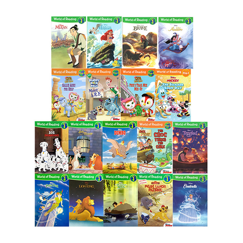 英文原版 迪士尼儿童经典动画人物分级读物 Disney World of Reading Pre1+L1 18册 幼儿英语启蒙经典绘本