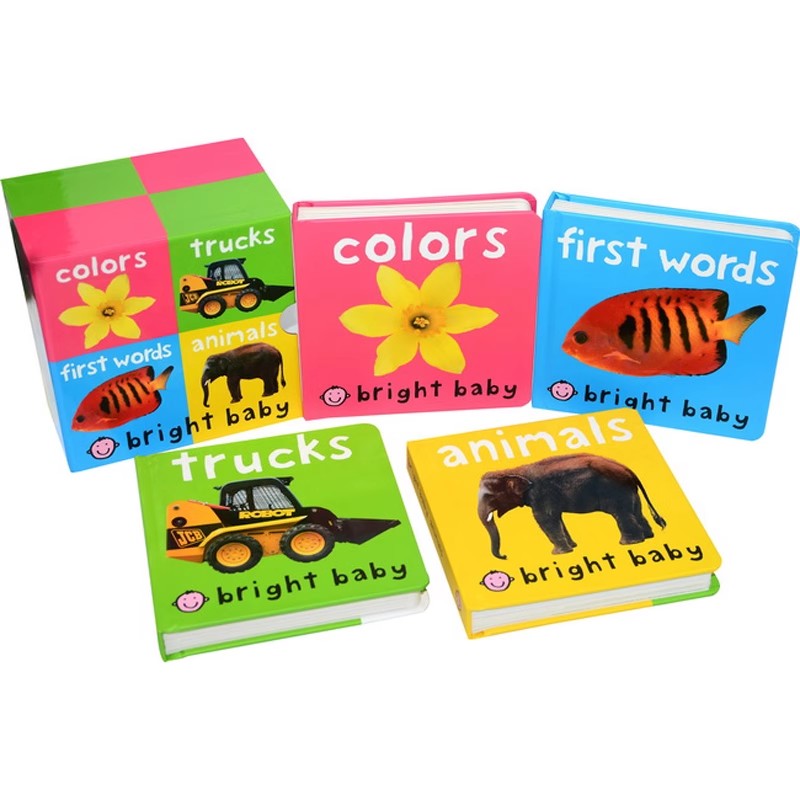 英文原版 Bright Baby First Words/Animals/Trucks/Colors 4册纸板书合售 儿童绘本 儿童启蒙 低幼纸板书