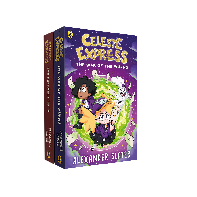 英文原版 Celeste Express 塞莱斯特快递 2册 蠕虫之战/ 猫盗谜案 儿童奇幻插画章节书