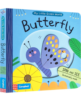 英文原版 Campbell出品 My Little Green World Butterfly 我的绿色小世界 蝴蝶 低幼启蒙抽拉机关书 0-5岁儿童趣味科普