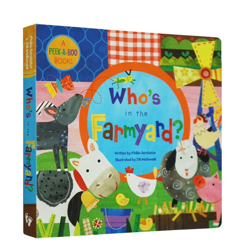 英文原版 Who's in the Farmyard? 谁在农场里 大开本洞洞躲猫猫纸板书 启蒙绘本 Barefoot 光脚丫出版社