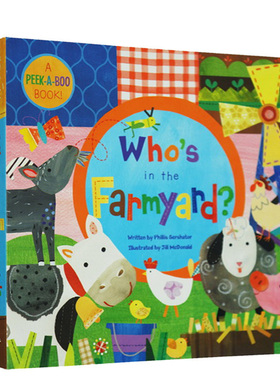 英文原版 Who's in the Farmyard? 谁在农场里 大开本洞洞躲猫猫纸板书 启蒙绘本 Barefoot 光脚丫出版社