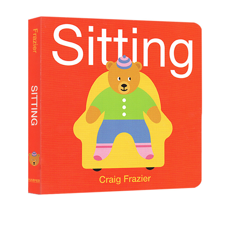 英文原版 sitting 纸板书 儿童启蒙认知 押韵韵文 0-5岁低幼绘本 场景