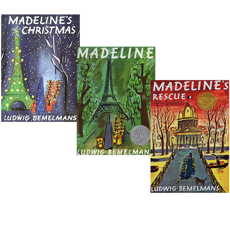 Madeline 英文原版绘本 玛德琳的狗狗救星/圣诞节 3册合售 廖彩杏书单 吴敏兰书单 凯迪克奖 儿童图画故事书